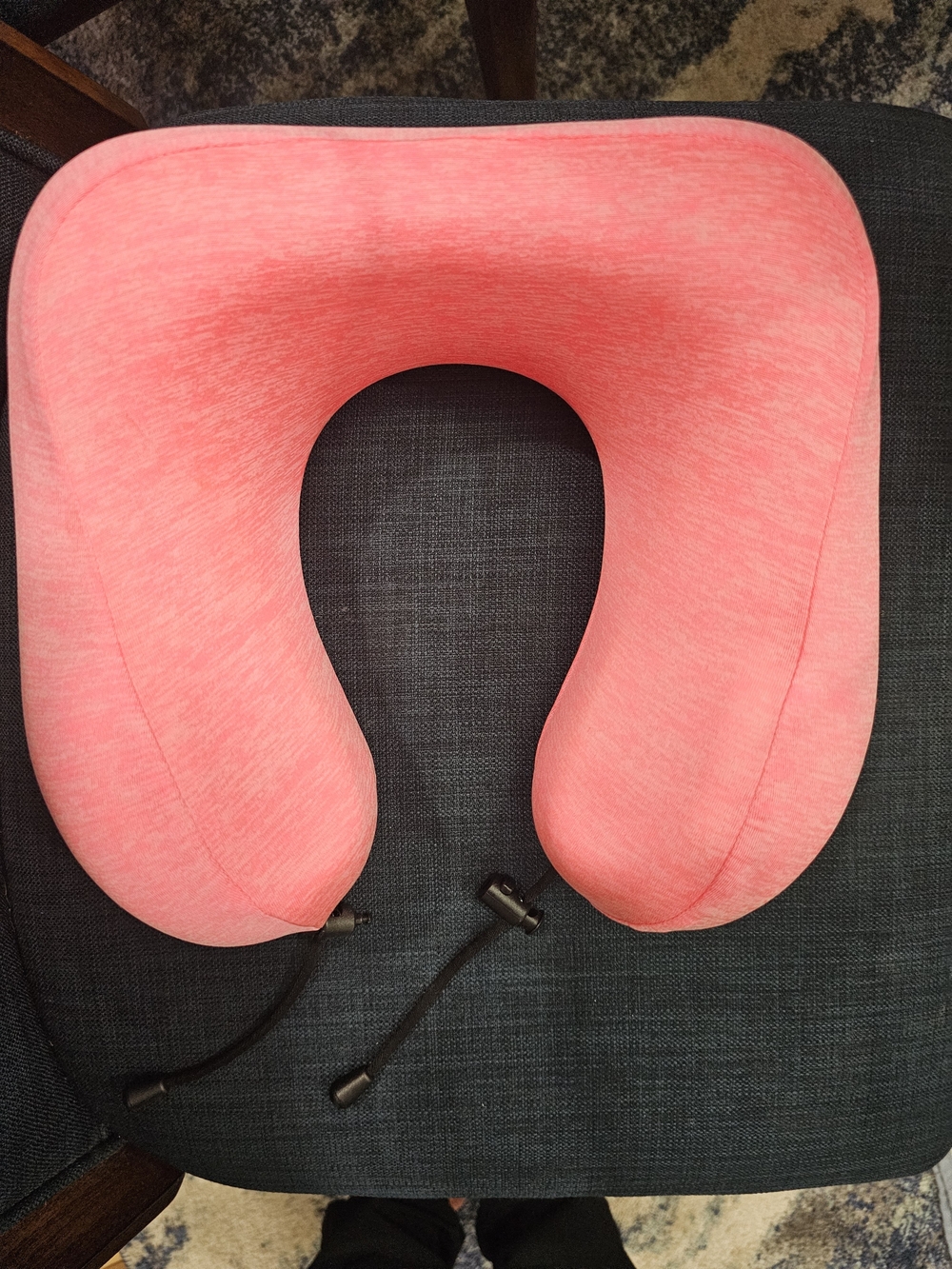 Supportive Pink Travel Neck Pillow with Adjustable Toggle